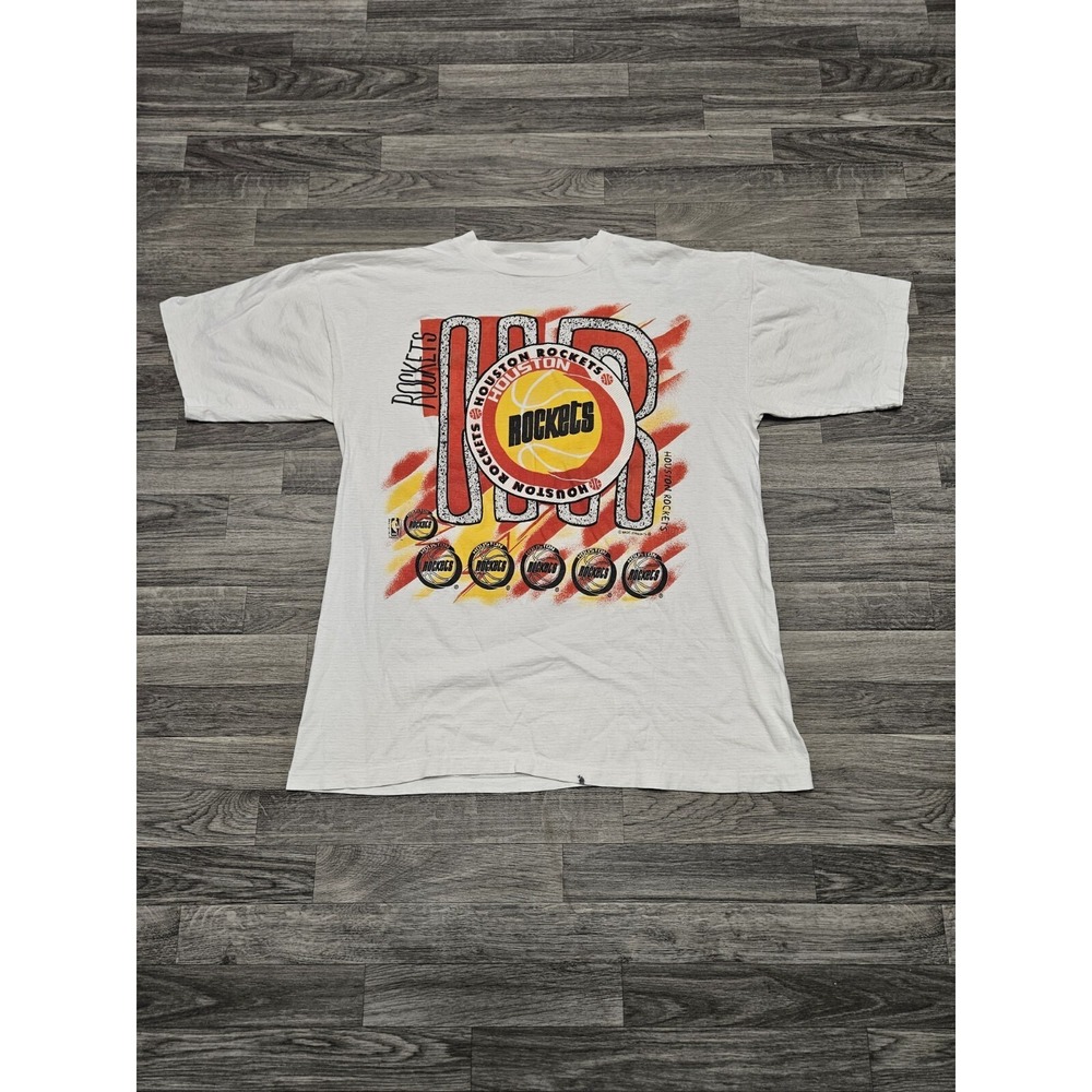 Vintage 90's Houston Rockets NBA Finals White T-Shirt Size XL Magic Johnson
